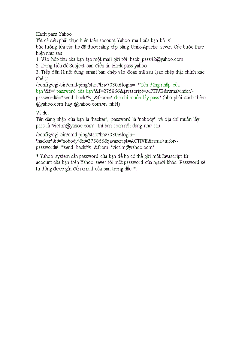 Ăn cắp mật khẩu yahoo