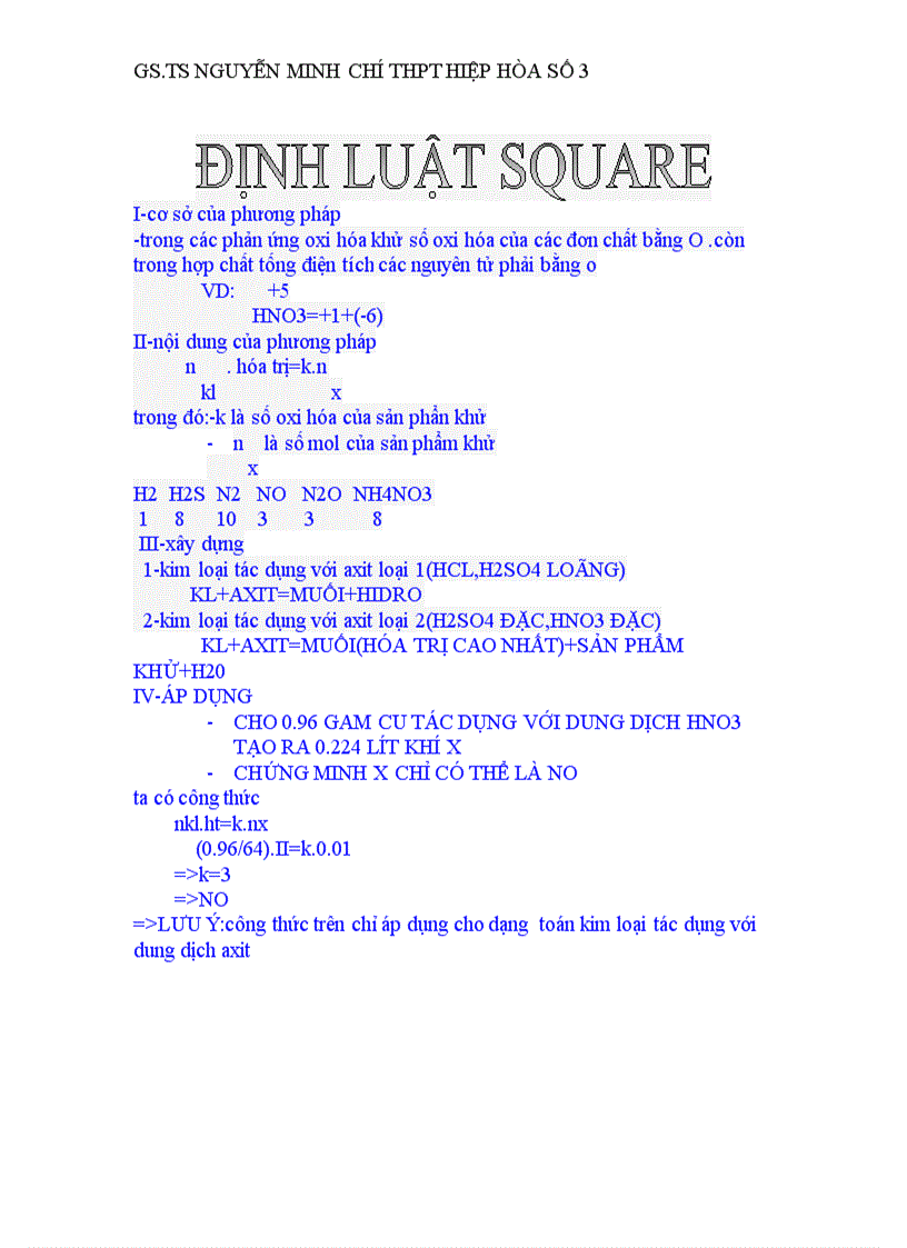 Định luật square