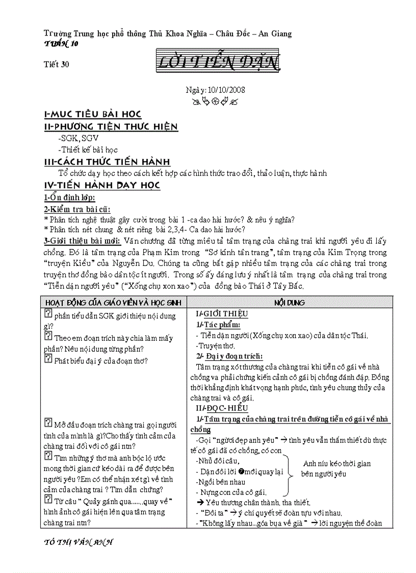 Ngữ Văn 10 cobanT30 vân anh