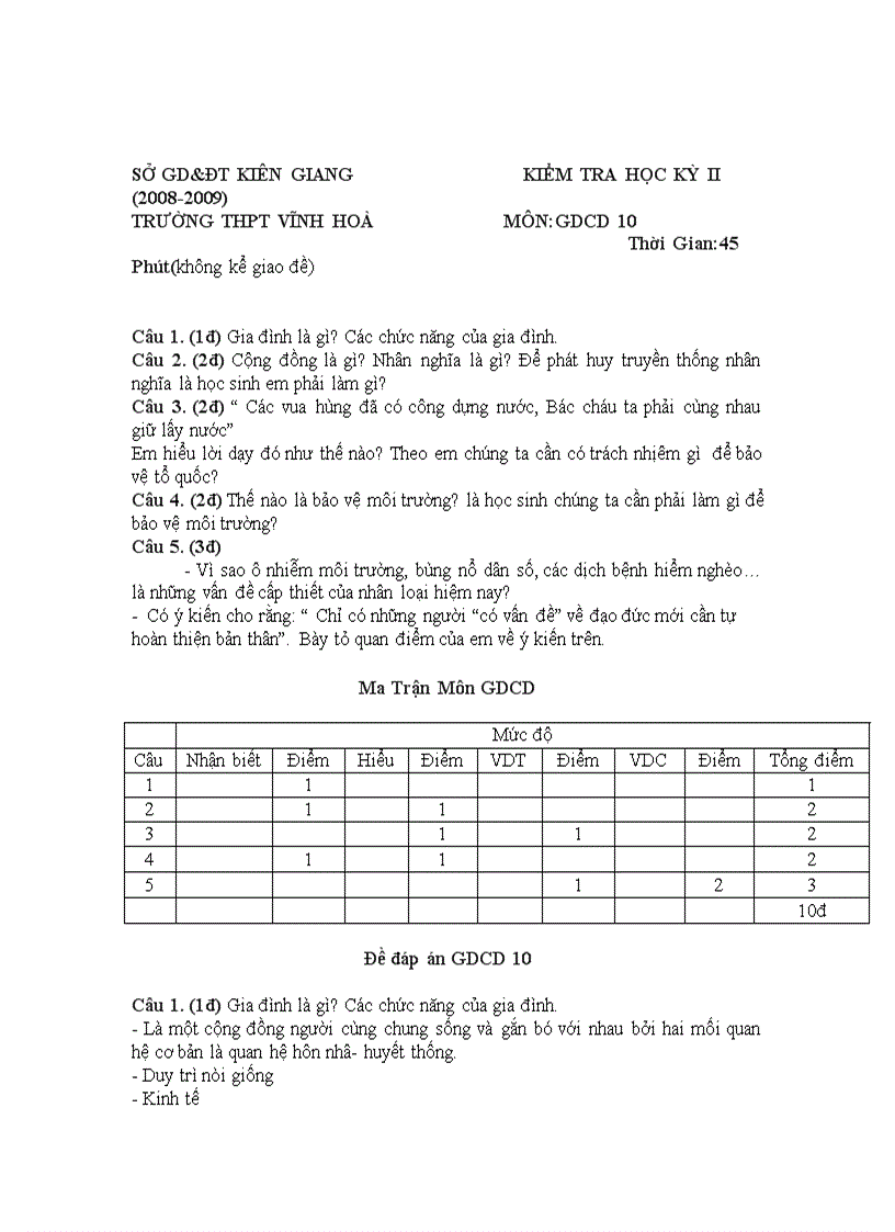 Đề thi gdcd kì i ii co ma trận và đáp án