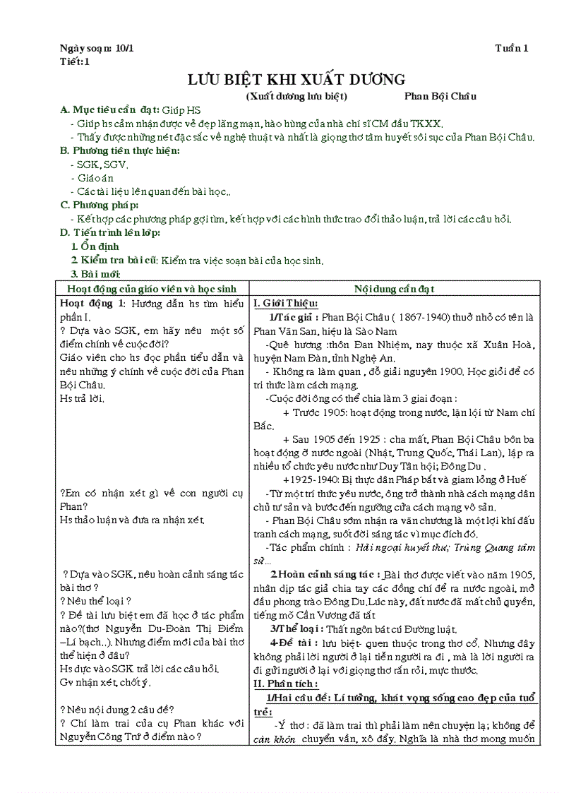 Lưu biệt khi xuất dương