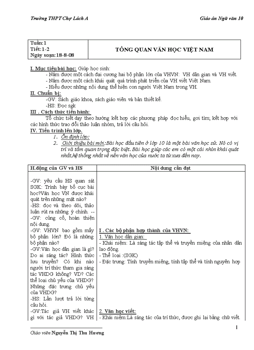 Ngữ văn 10 cơ bản HKI