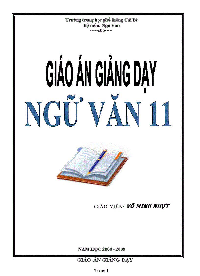 Giáo án VĂN 11 ĐẦY ĐỦ 1