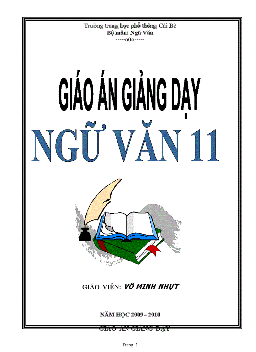 Giáo án Ngữ văn 11 mới Võ Minh Nhựt