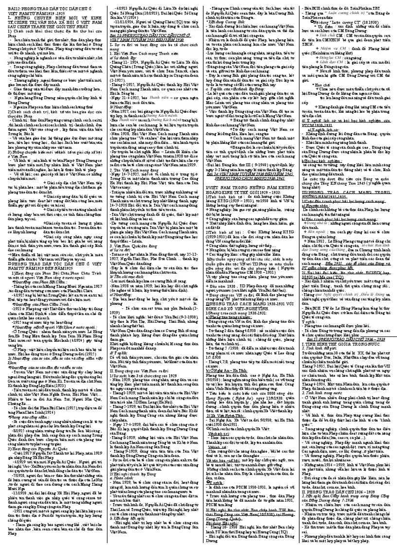 Tài Liệu Ruột Gà Phần Lịch Sử VN