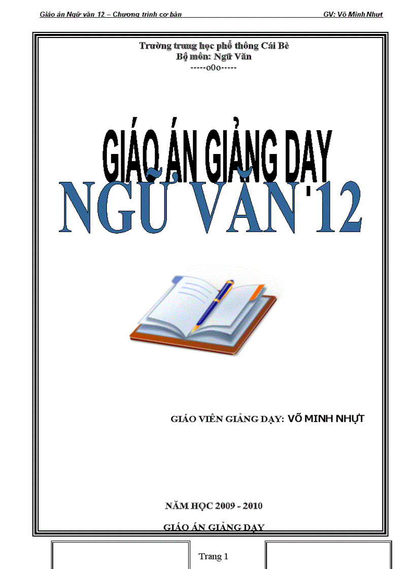 Giáo án mới Võ Minh Nhựt