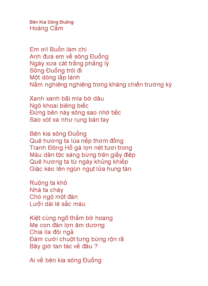 Bên kia sông Đuống Hoàng Cầm