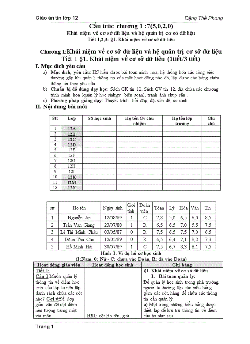 Giáo án Tin học 12