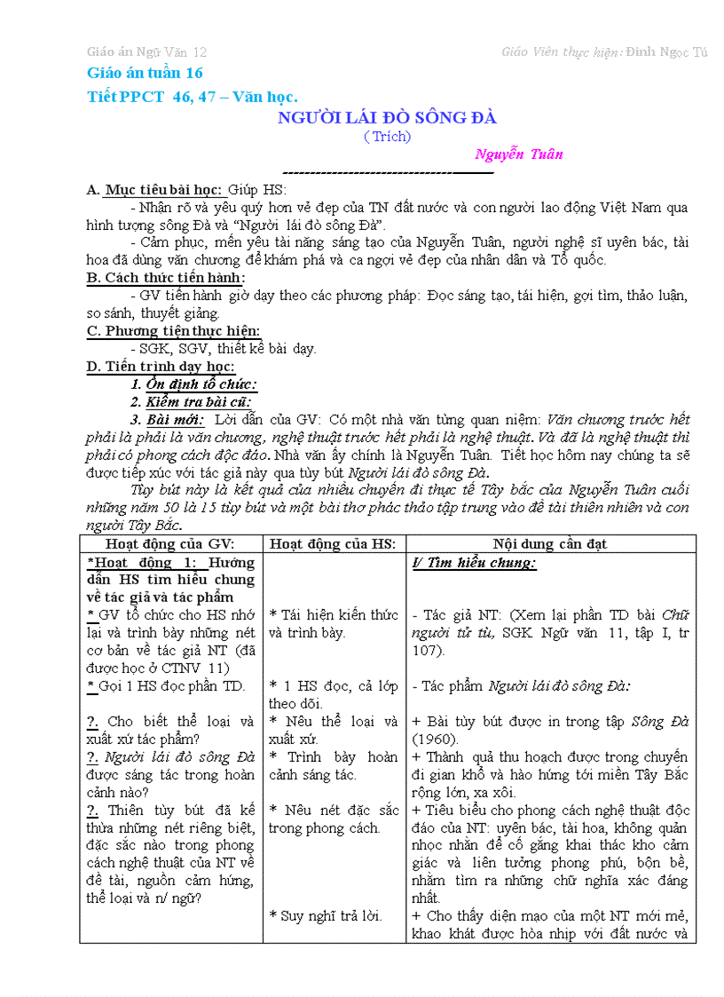 GIAO AN NGU VAN 12 TUAN 16 co ban