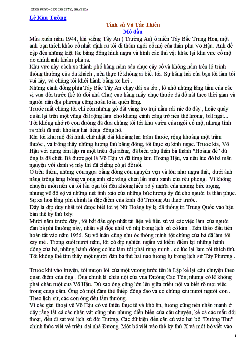 Mới về tình sử Võ Tắc Thiên