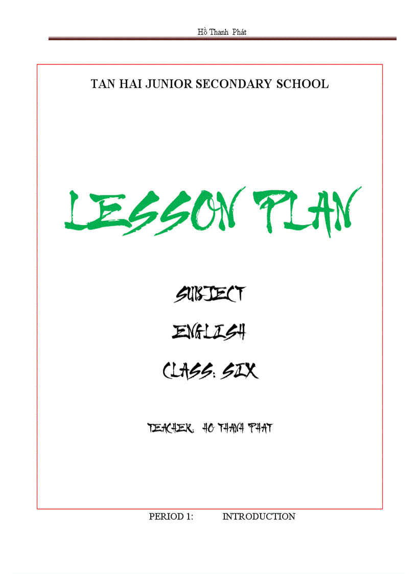 Lesson Plan E 6 I