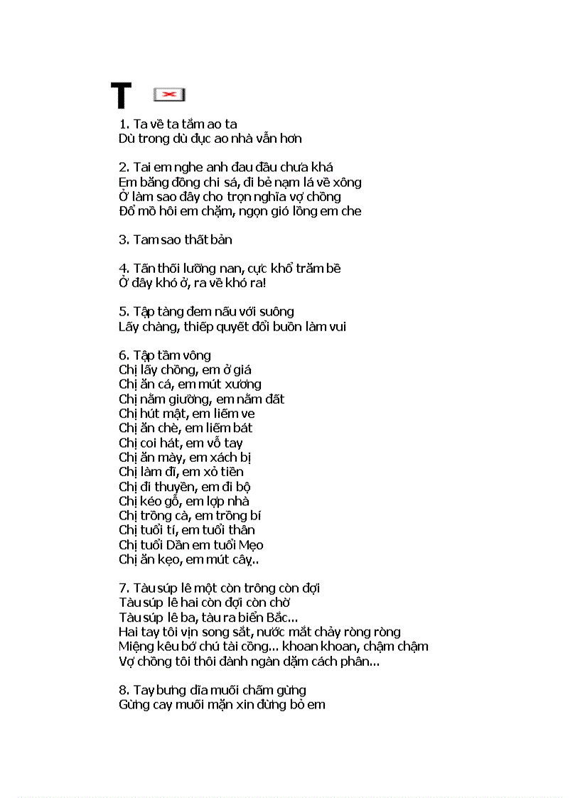 Ca dao tục ngữ bắt đầu chữ T