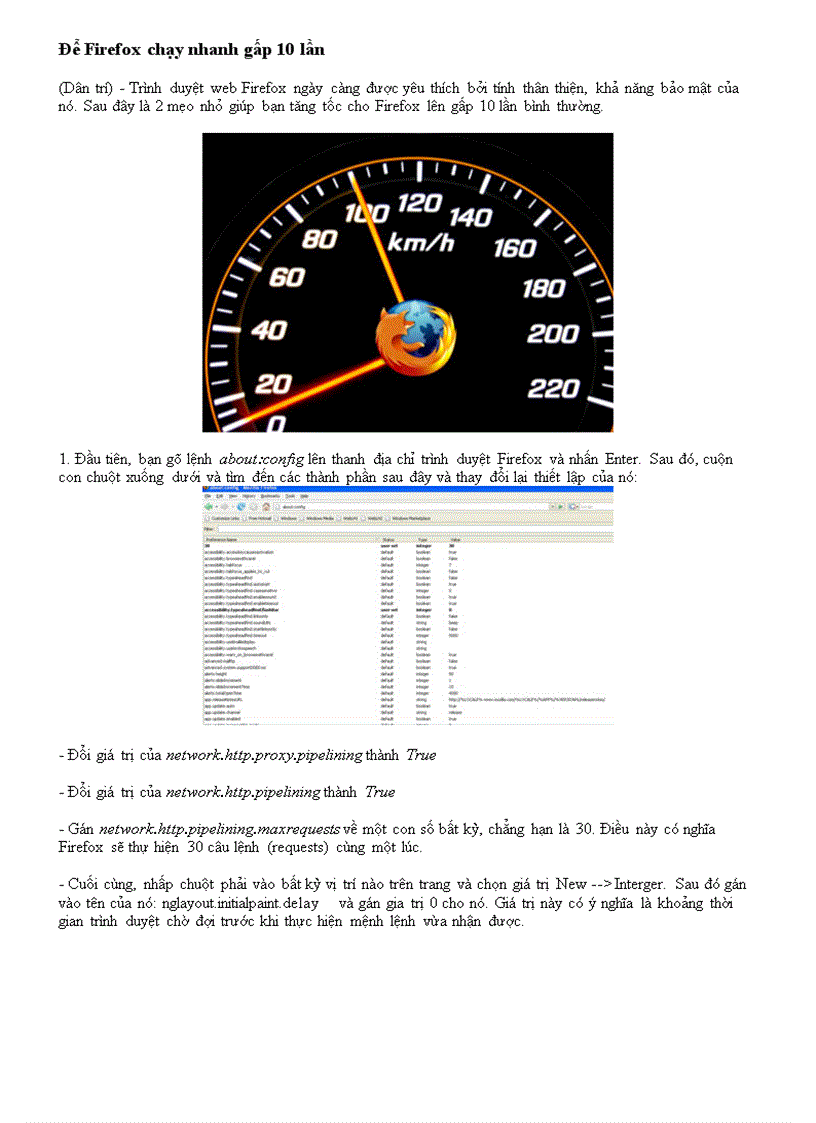 Để Firefox chạy nhanh gấp 10 lần
