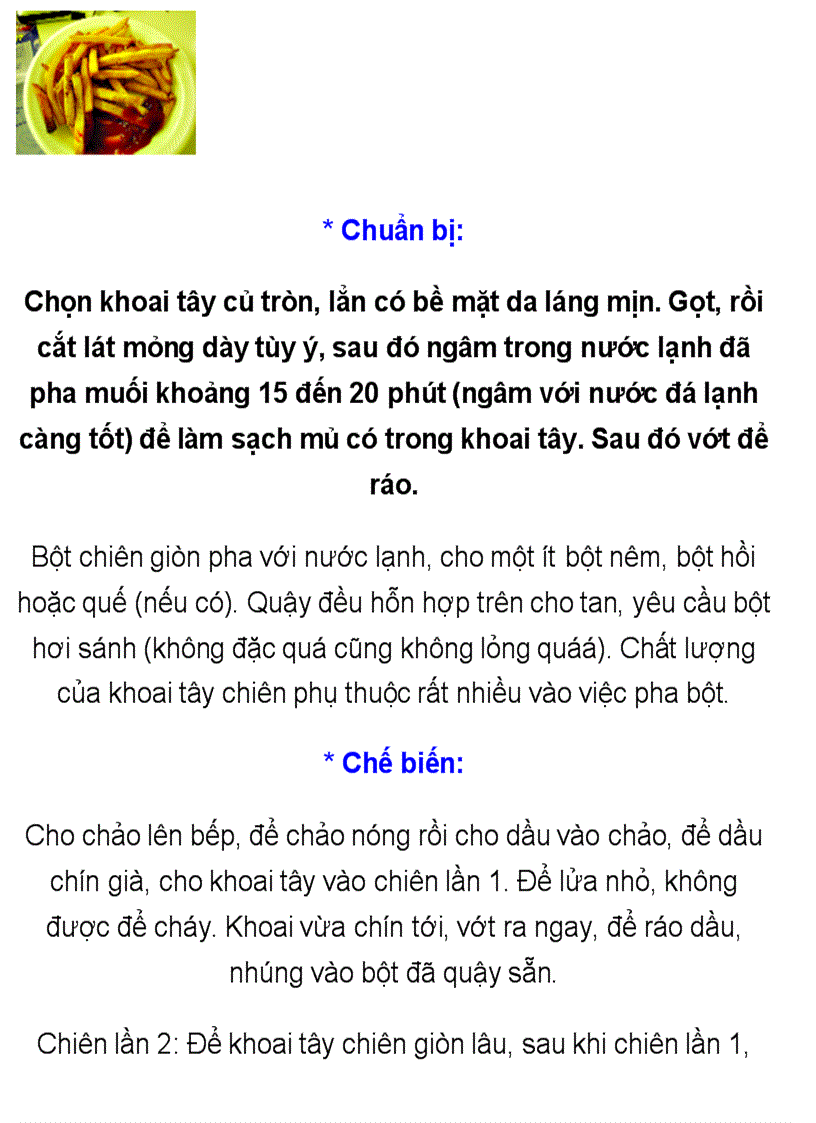 Cách làm món khoai tây chiên