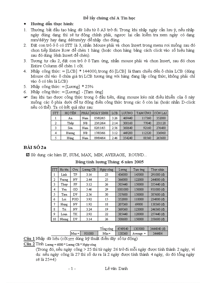 Học nhanh chứng chỉ A