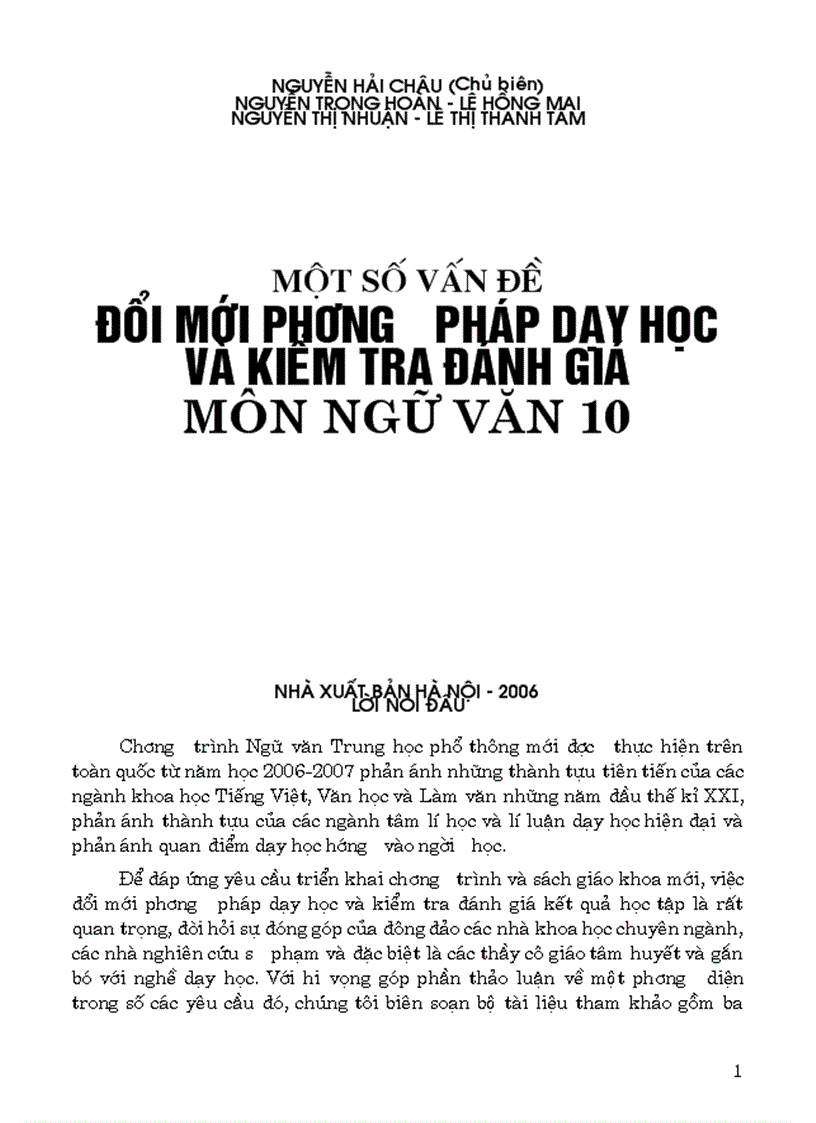 Đổi mới phương pháp dạy học Ngữ Văn 10