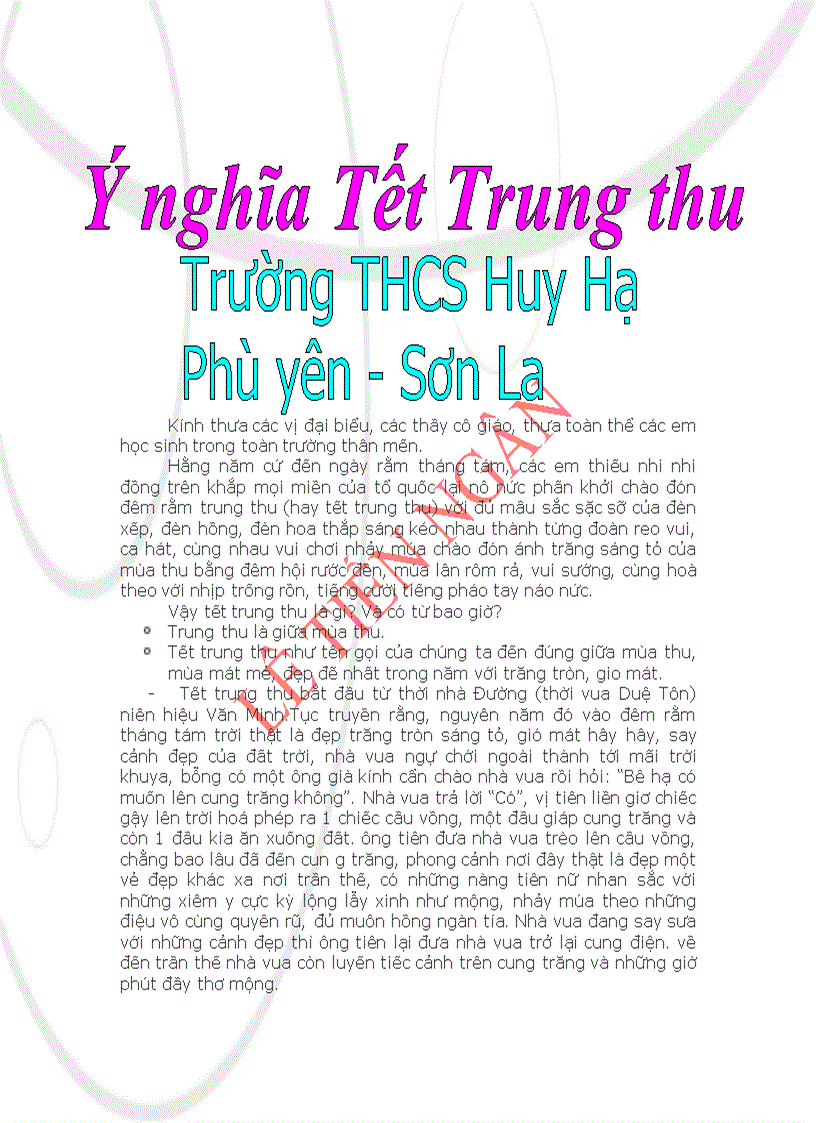 Ý NGHĨA TẾT TRUNG THU