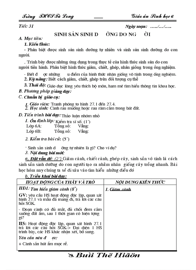 Sinh 6 tiêt 31 theo chuan