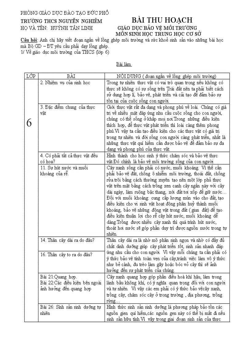 Giáo dục bảo vệ môi trường sinh6