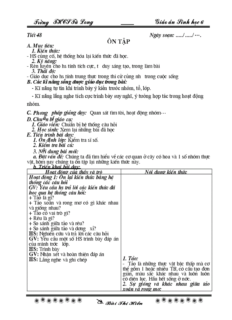 Sinh 6 tiet 48 theo chuan co KNS