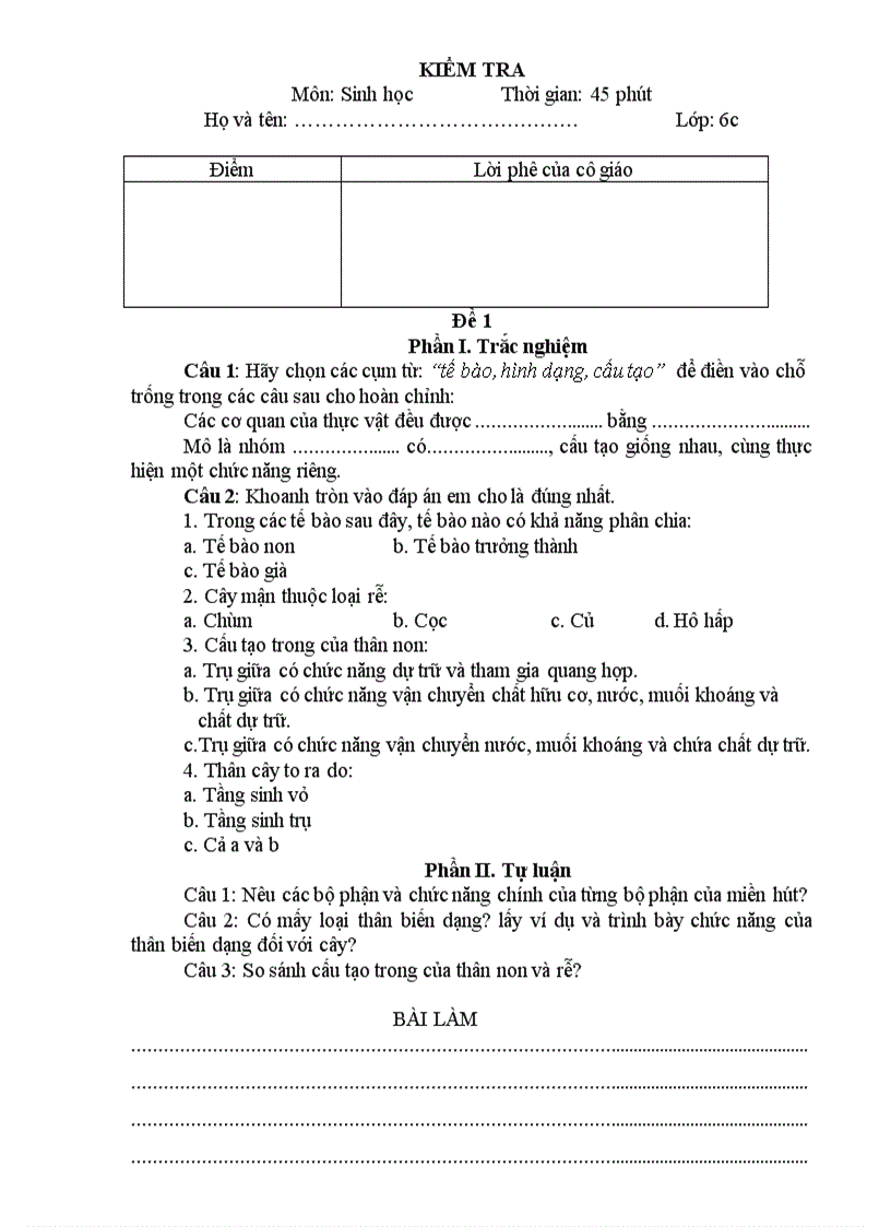 Kiểm tra tiet 20 co ma tran