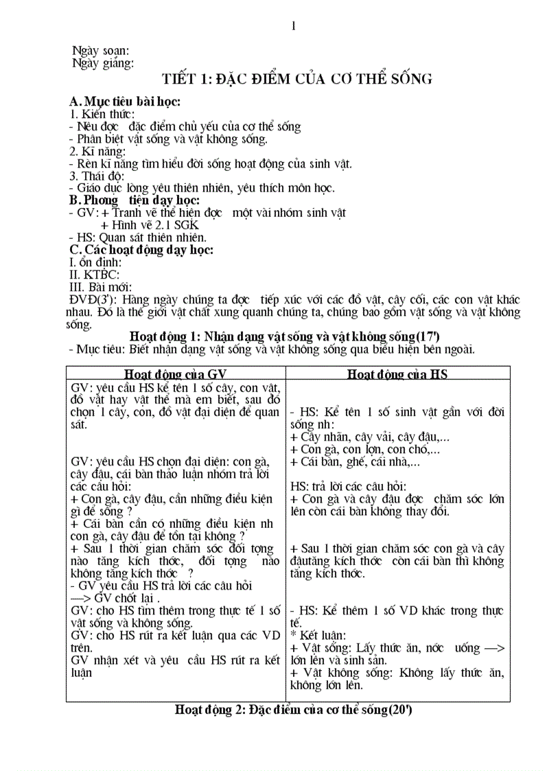 Giao an sinh hoc 6 rat tuyet