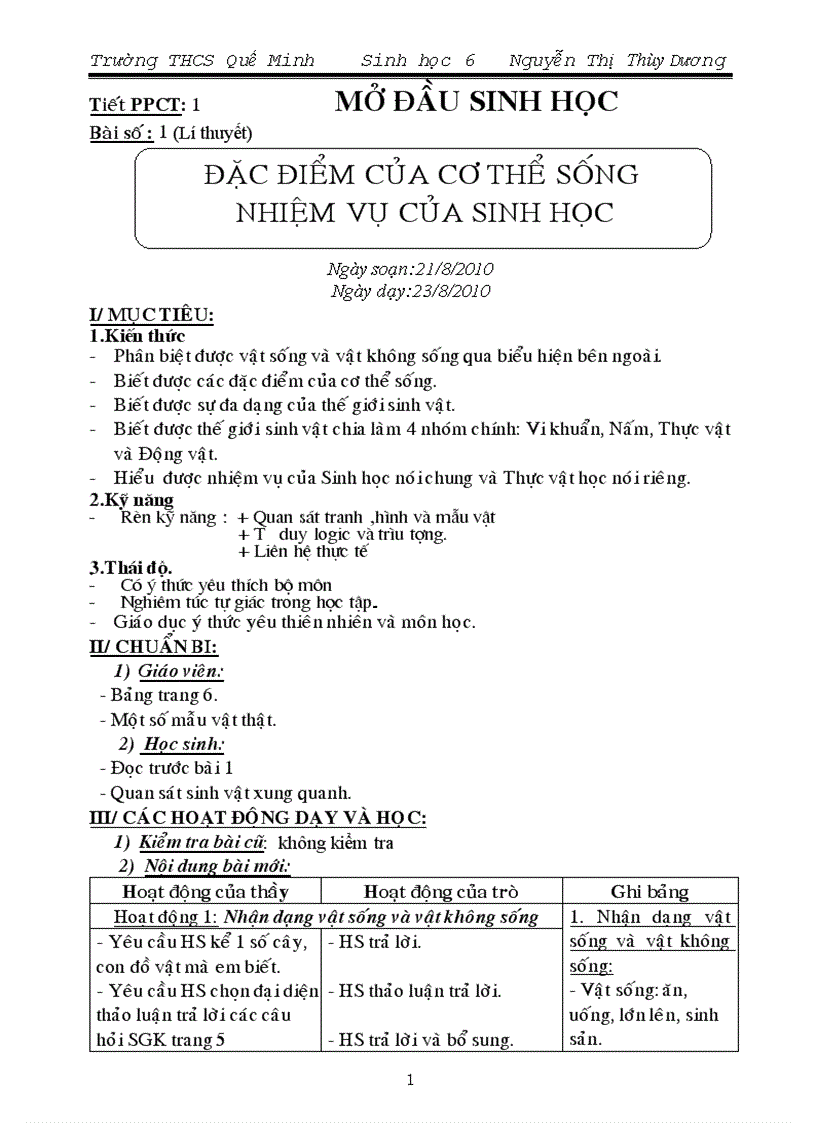 Giao an sinh hoc 6 3 cot ca nam 2010 2011