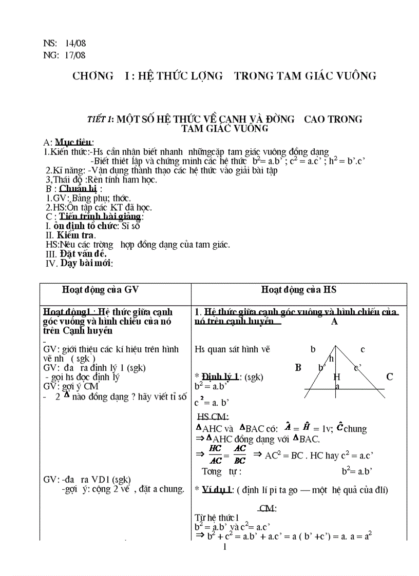 Giáo án hình học 9