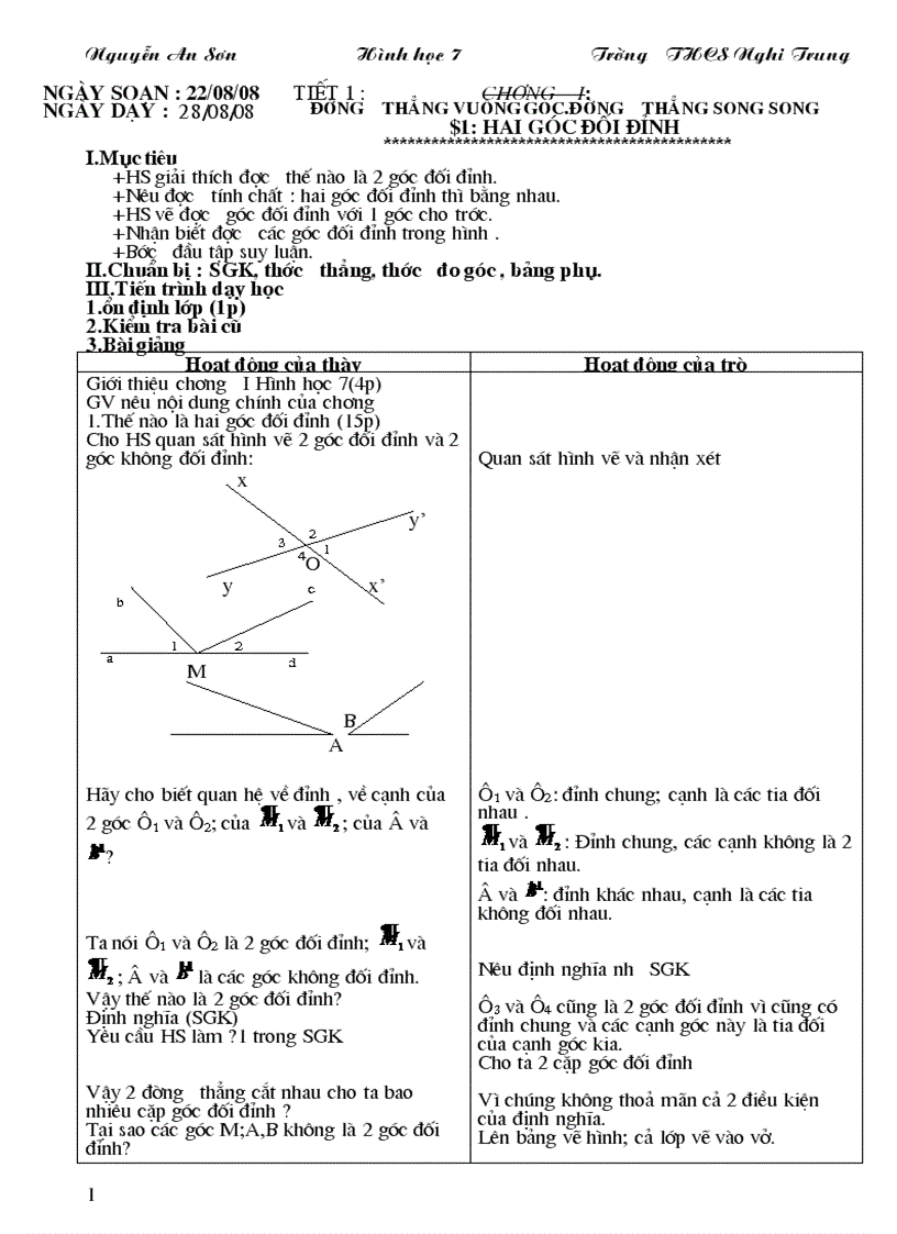 Giáo án HH7 đầy đủ