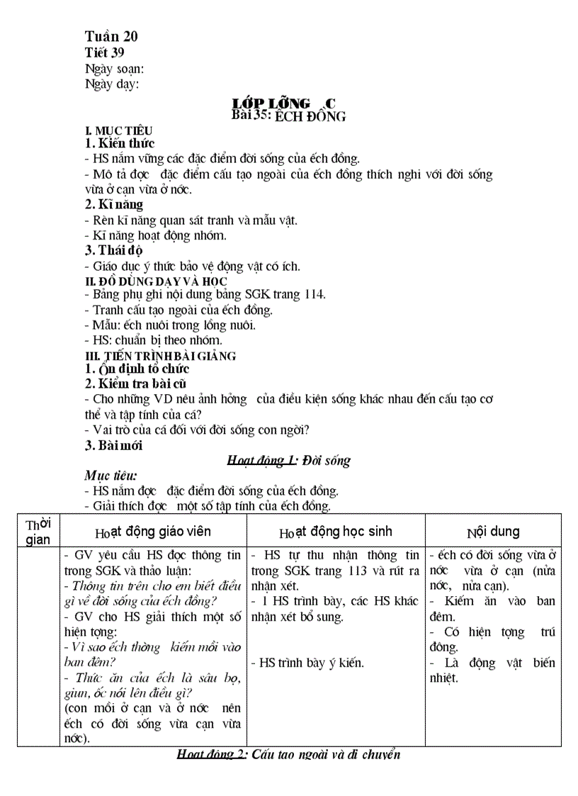 Ga sinh học 7 hkii 2011 2012 4 cột