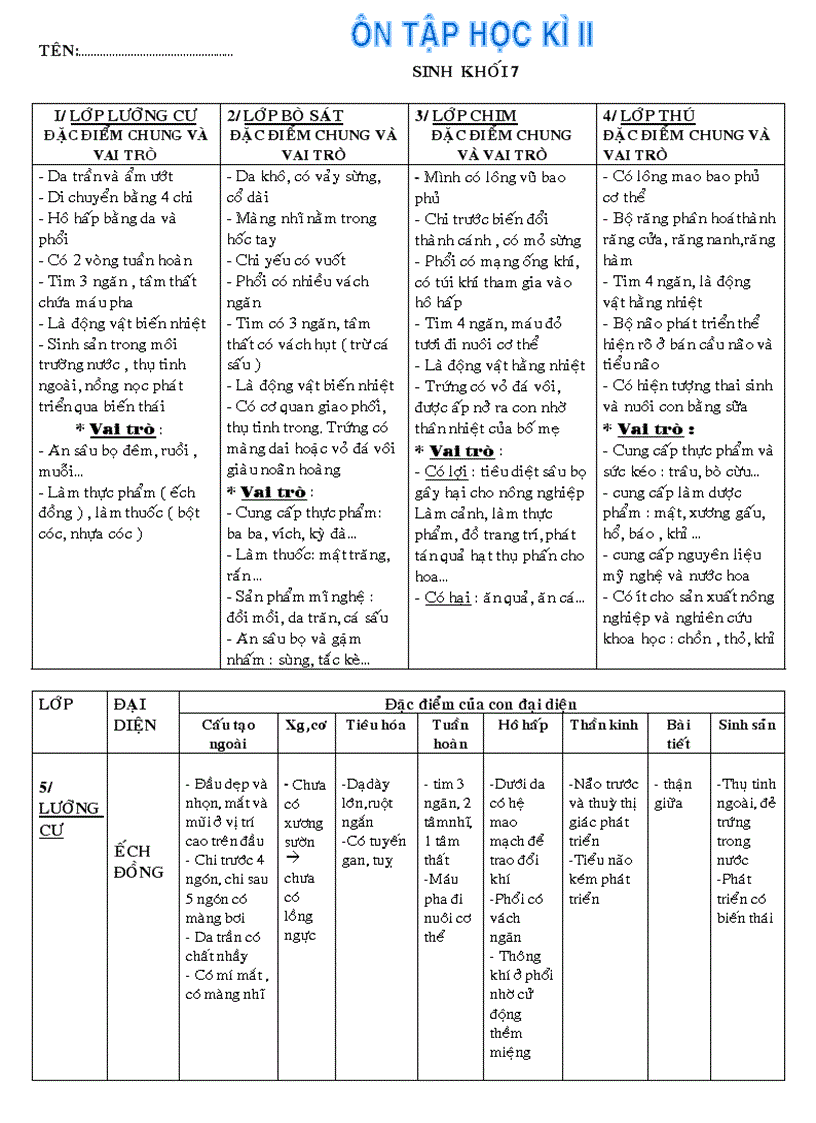 Ôn tập học kỳ II