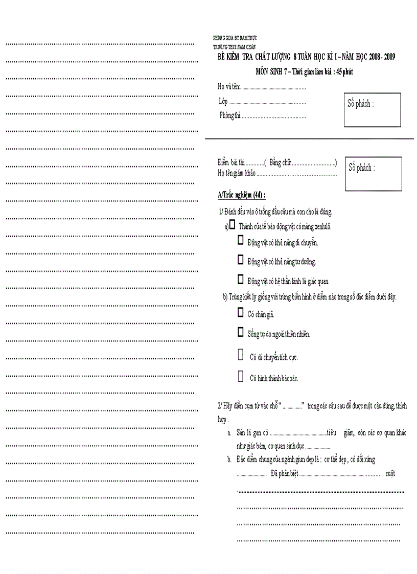 Kiểm ta sinh 7