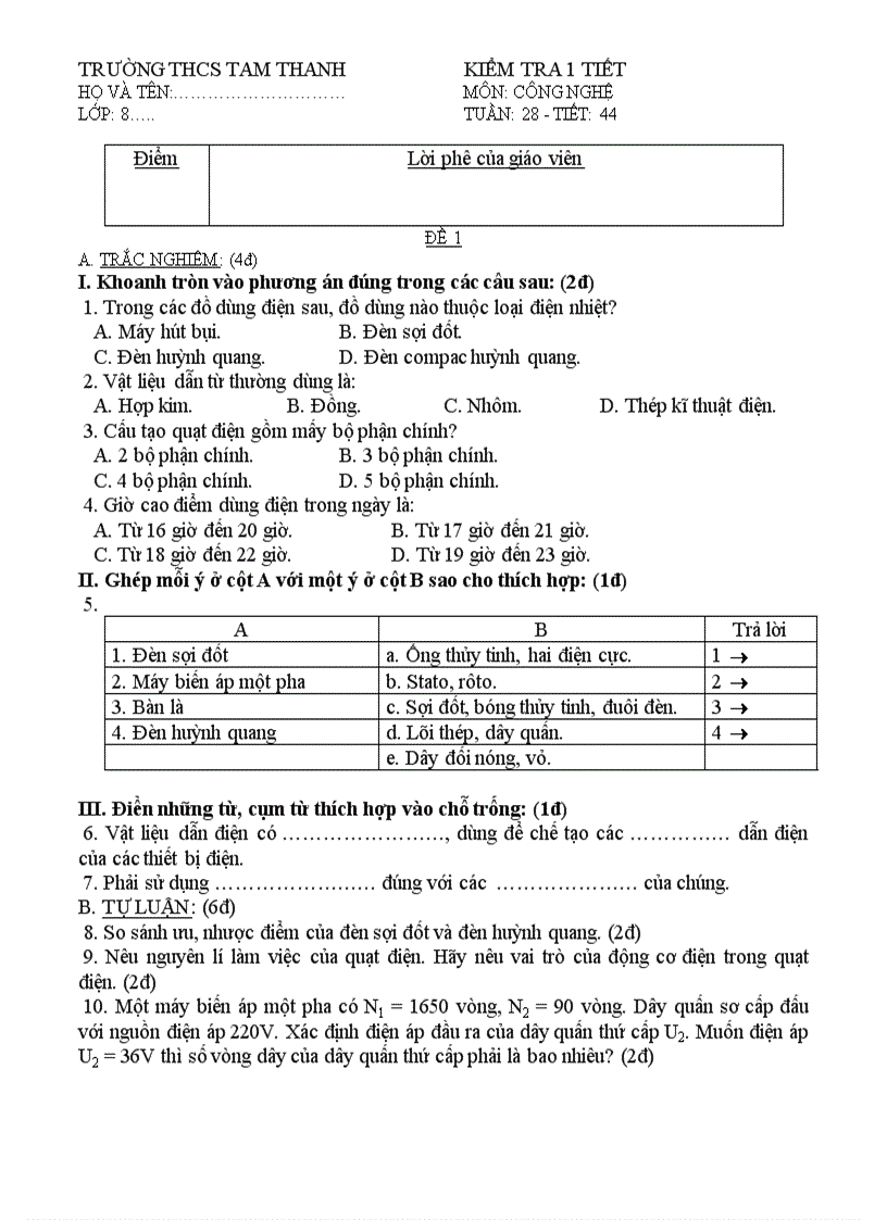 Đề kiểm tra khii cn8