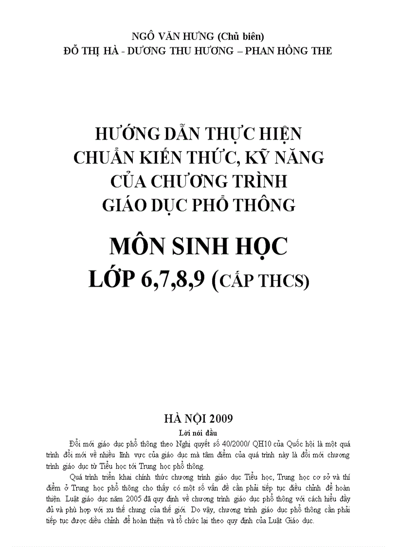 Chuẩn kiến thức kĩ năng môn Sinh học 7 1