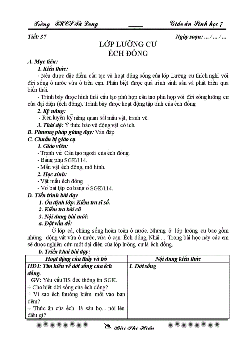 Sinh 7 tiet 37 40 theo chuan