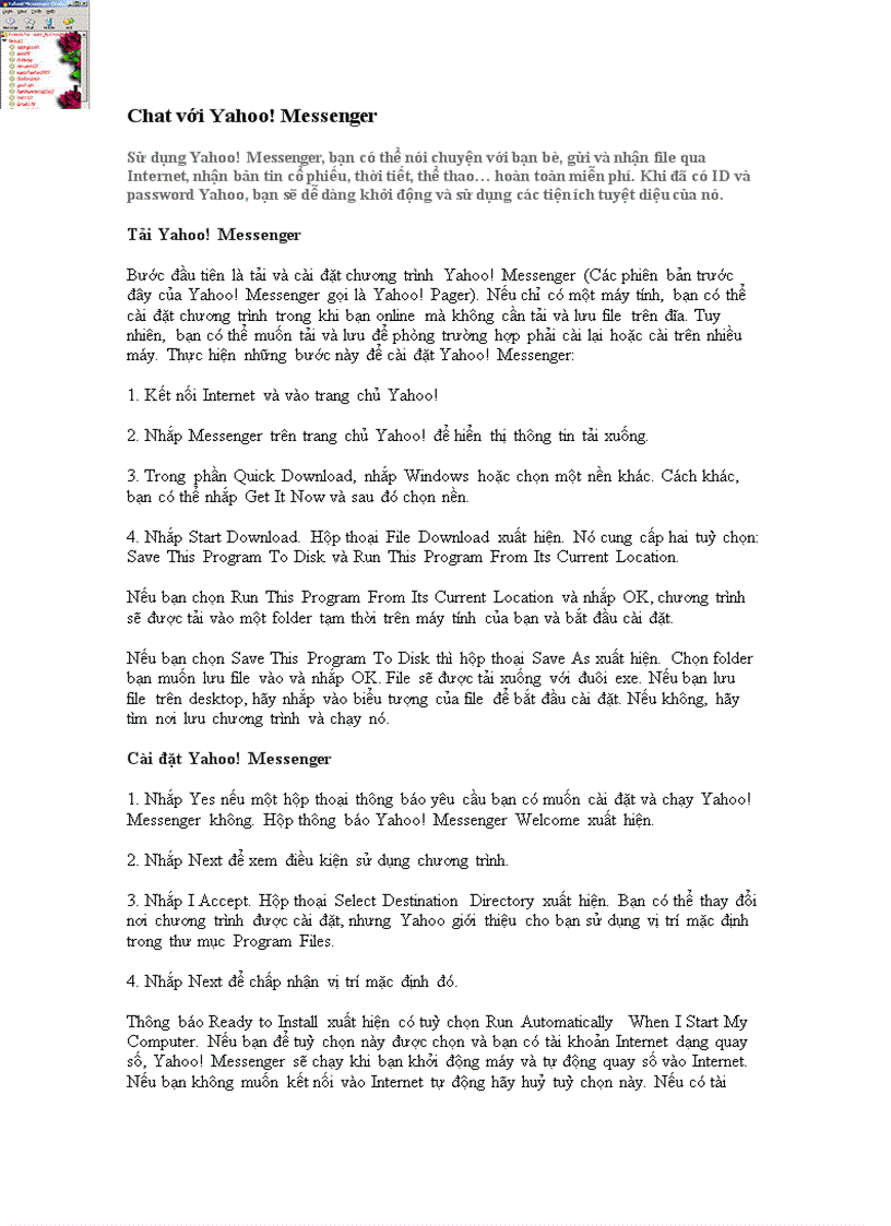 Chat với Yahoo doc