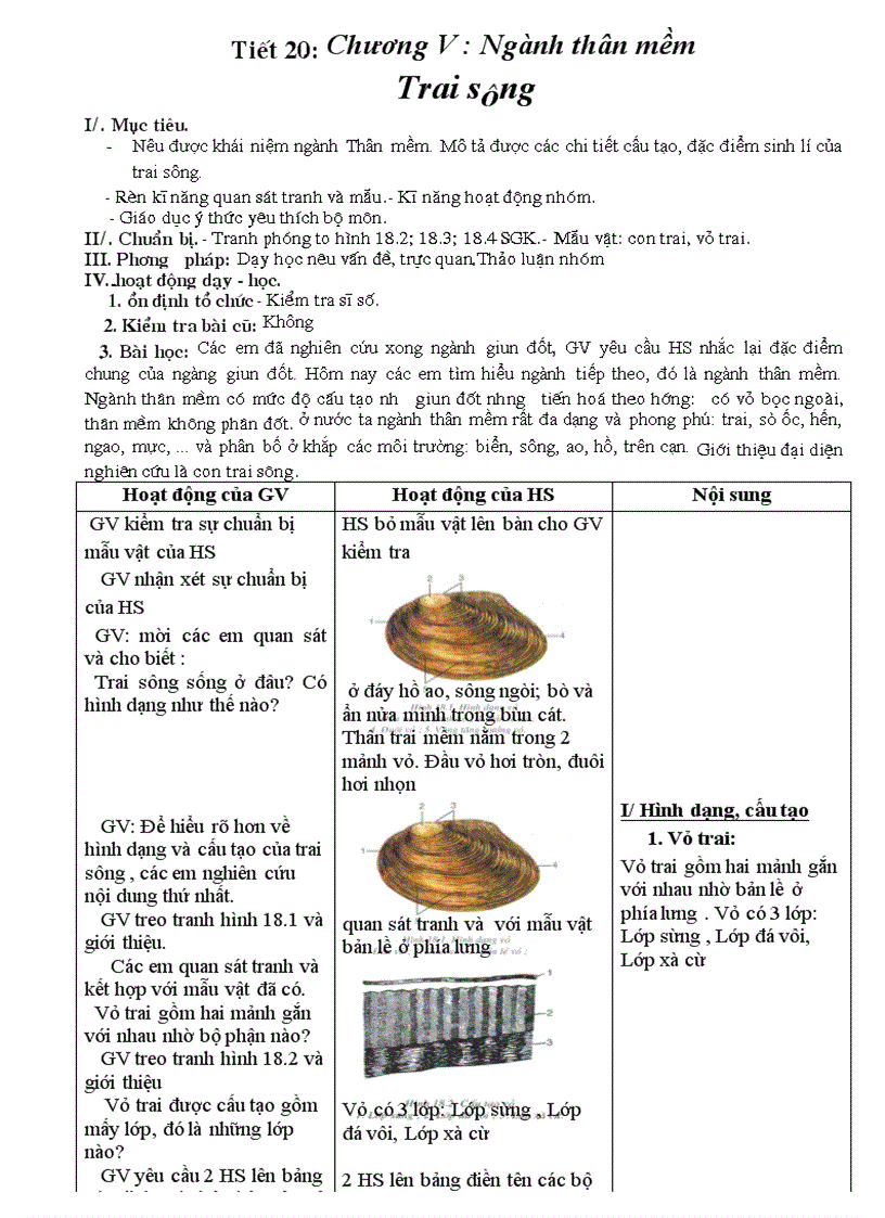 Tiết 20 trai sông