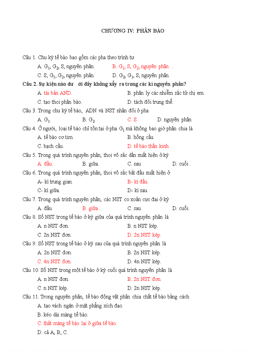 160 cau hoi on tap sinh 10 thi hk II