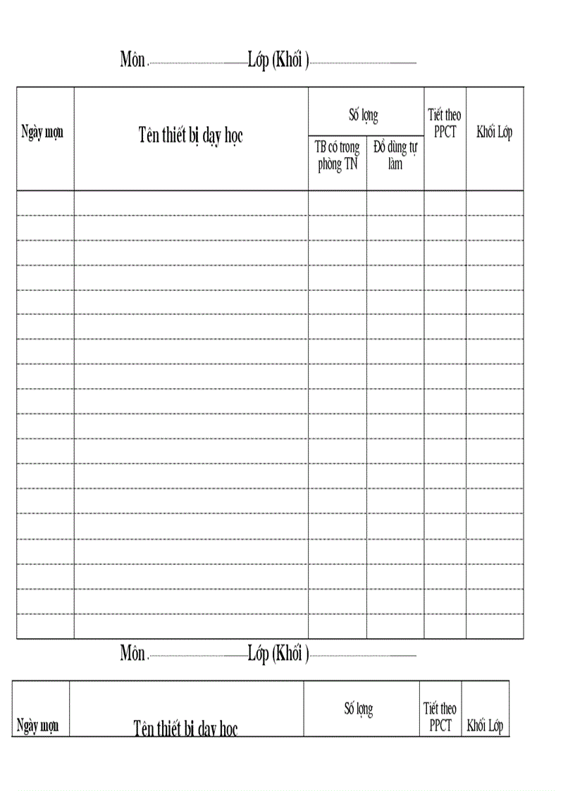 Sổ KHSD thiết bị