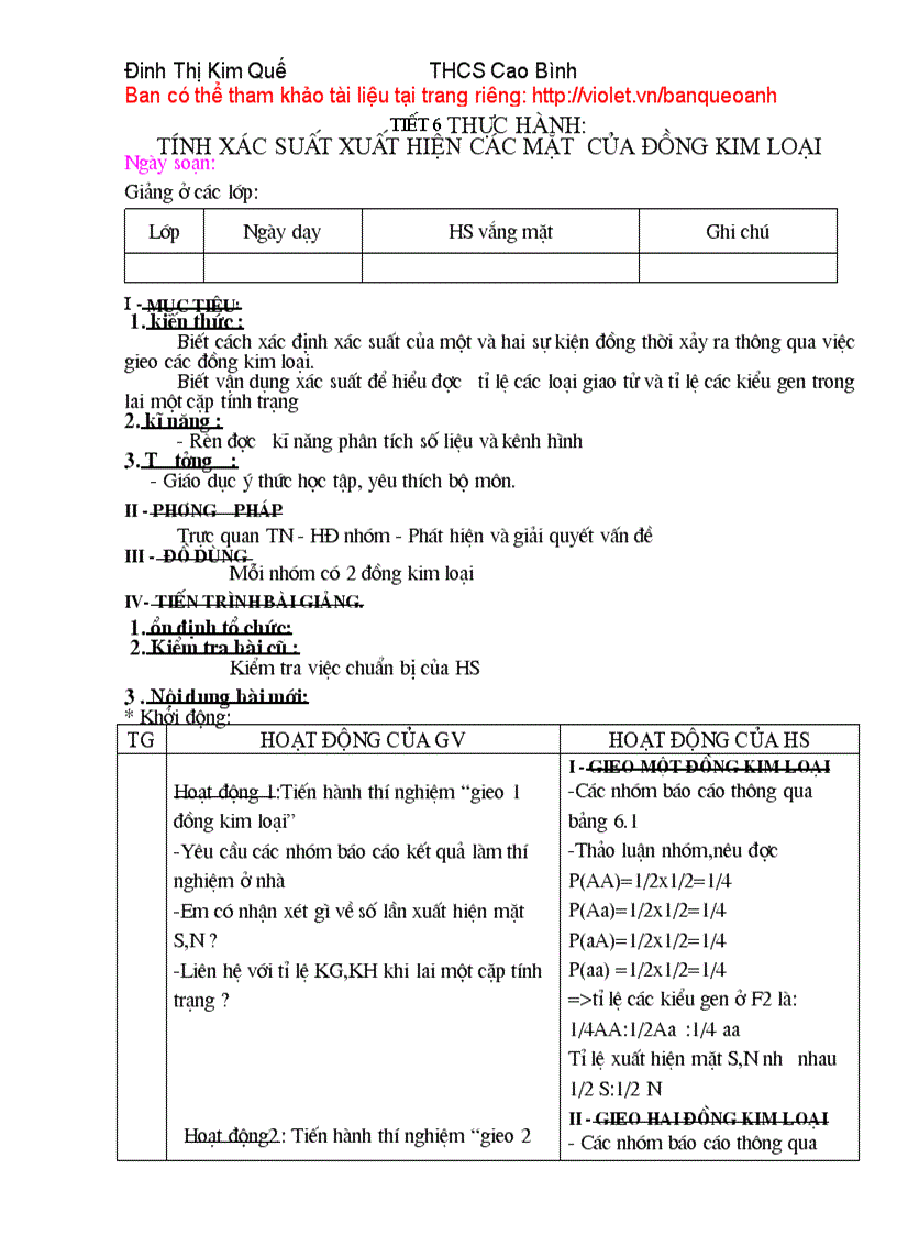 Sinh 9tieets6 t10 cao bằng