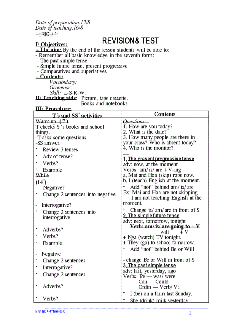 English8 lesson planning trial