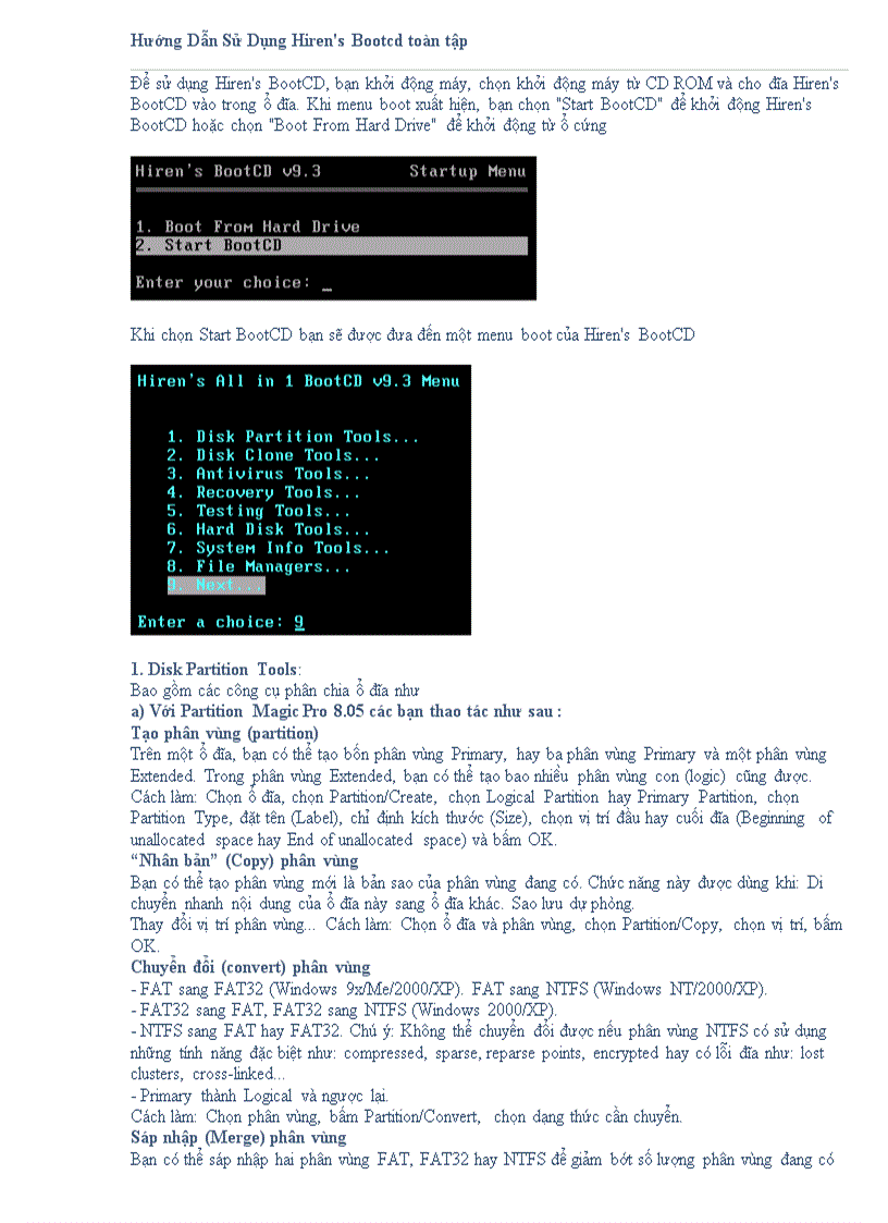 Hướng dẫn sử dụng hiren boot cd