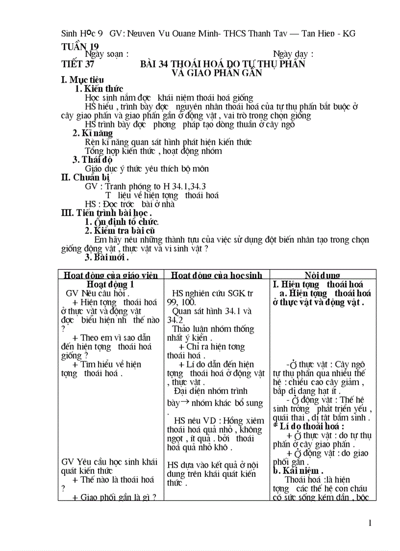 Sinh Hoc 9 Học Kì II 3 cot