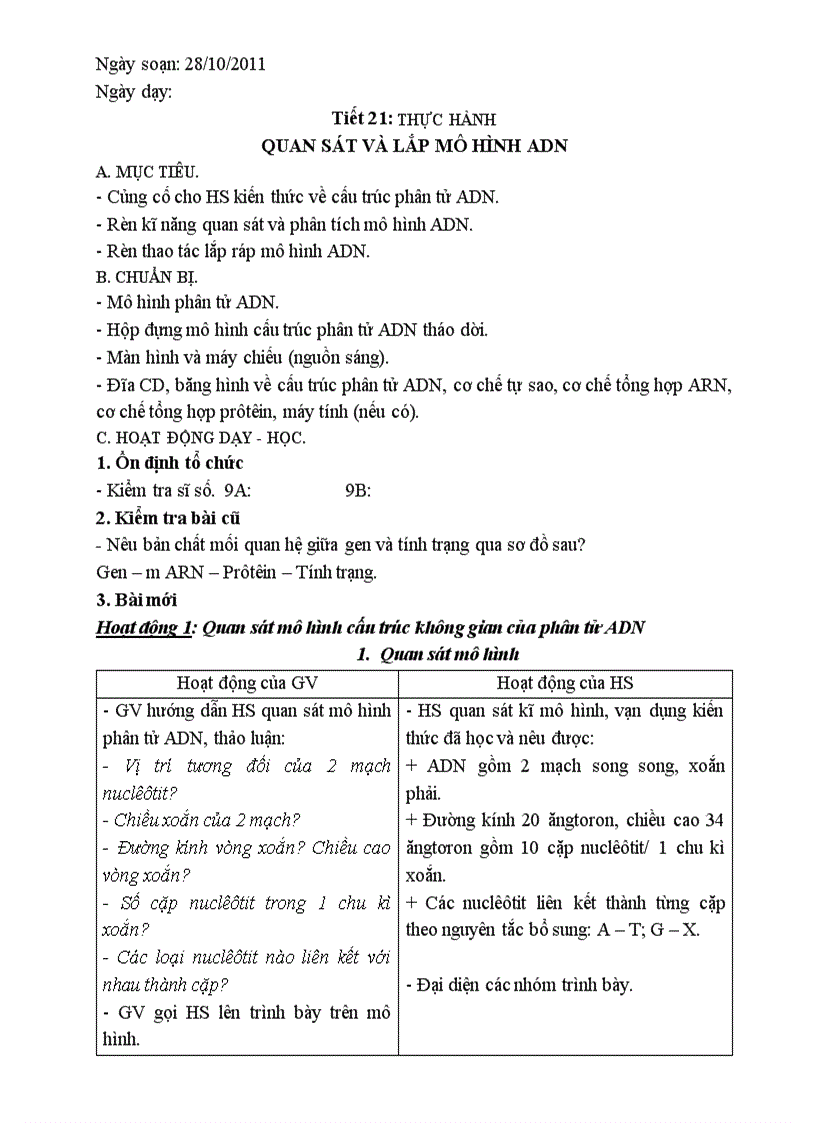 GA sinh học 9 tuần 11 12