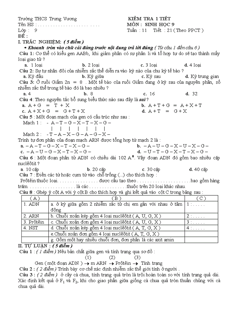 Giáo án sinh học