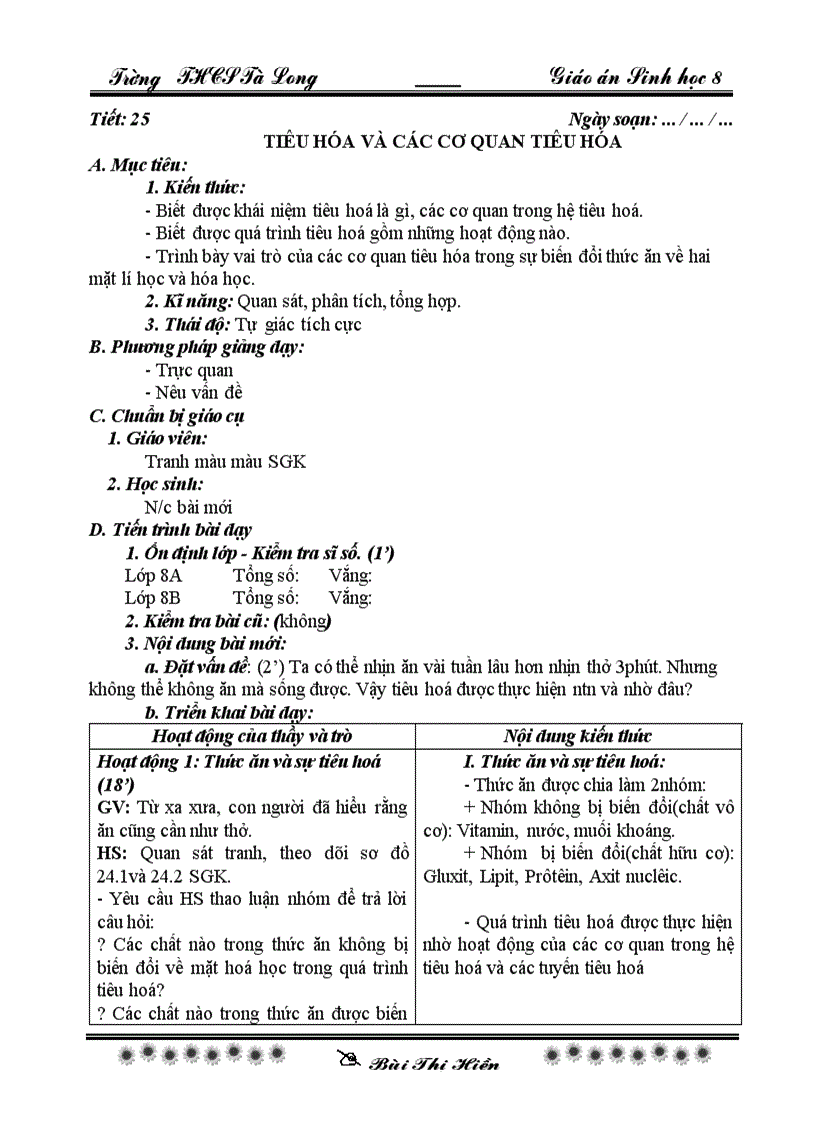Sinh 8 tiet 25 28 theo chuan