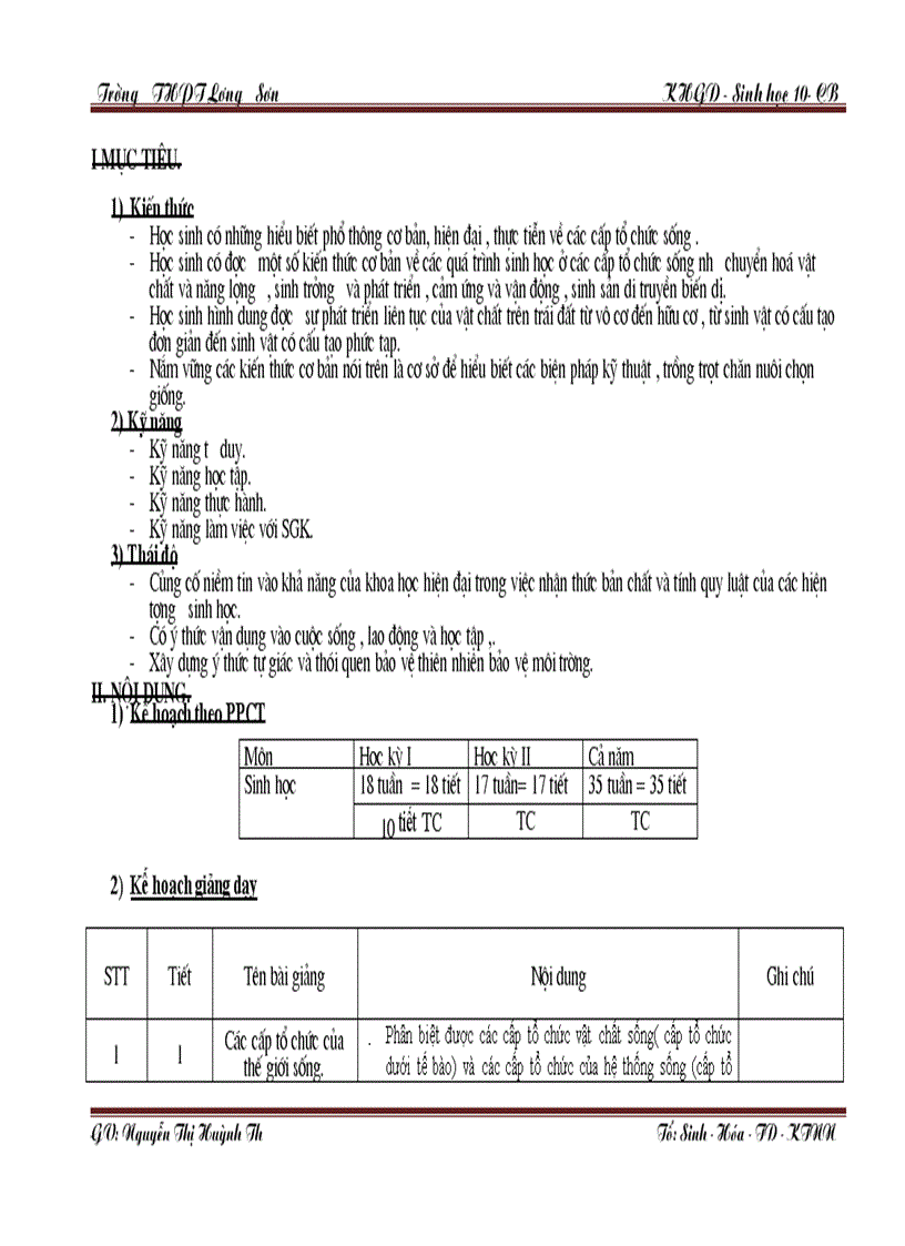 KHGD Sinh học 10 CB