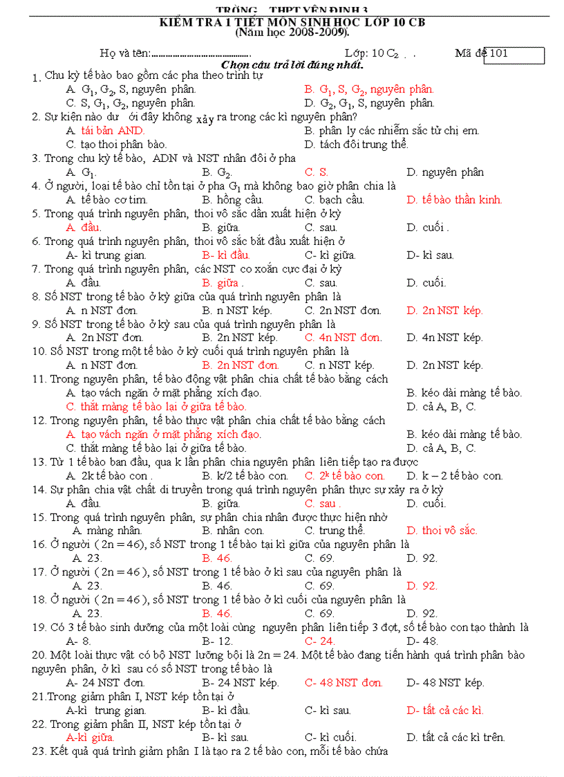 Kiểm tra 1 tiết HK2