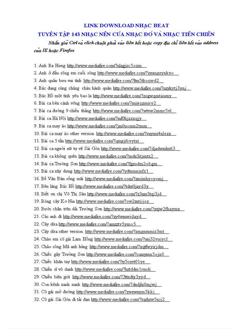 Link download 143 bai nhac Beat sinh hoat Van nghe