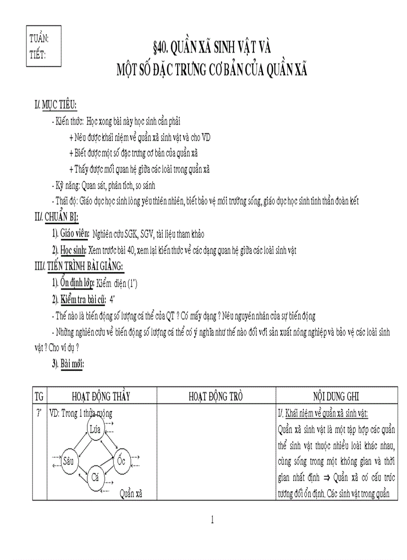 Bài 40 Quần xã sinh vật 1